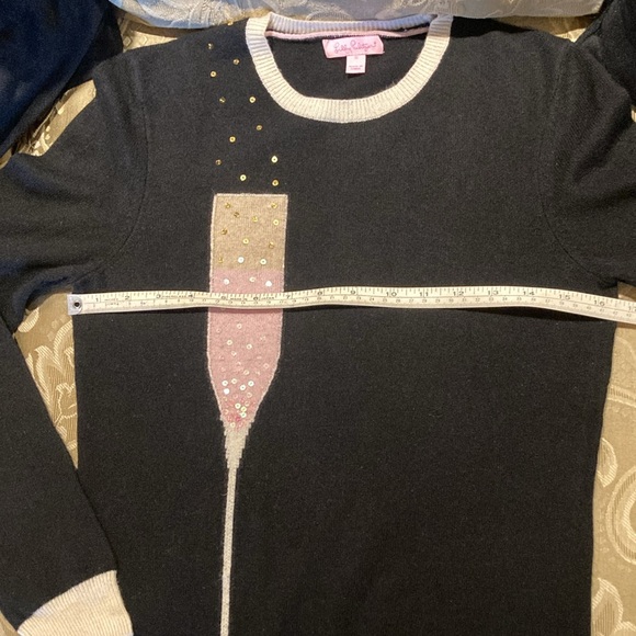Lilly Pullitzer Cashmere Estelle Bubbly Champagne Holiday Sweater - Picture 8 of 10